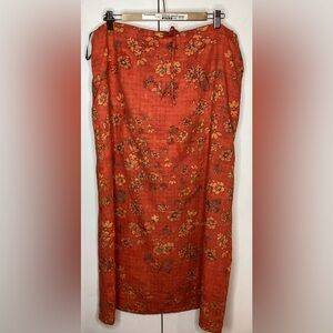 Anthropologie the Korner orange print cotton drawstring skirt,  Lg.